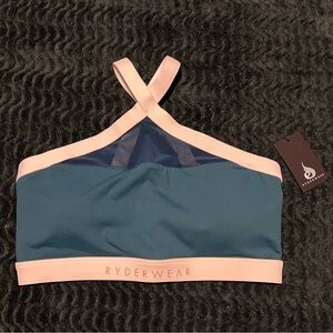NWT Ryderwear Teal Blue High-neck Sports Bra